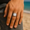 Bague argent ouverte chevalière octogonal