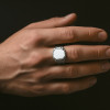 Bague argent ouverte chevalière octogonal