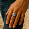 Bague chevalière ouverte argent aigle