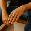 Bague chevalière ouverte argent aigle
