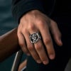 Bague chevalière ouverte argent ange gardien