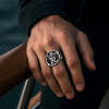 Bague chevalière ouverte argent ange gardien