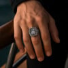 Bague chevalière ouverte argent aigle