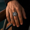 Bague chevalière ouverte argent aigle