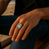 Bague chevalière ouverte argent aigle