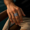 Bague argent croix ouverte martelée
