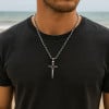 Men's Sterling Silver St. James's Cross Skull Ziconia Inlay Pendant