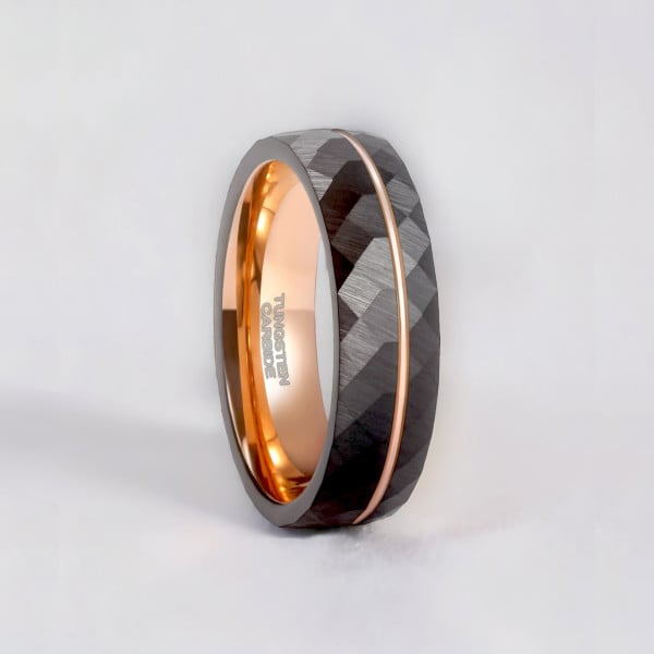 8mm Bague personnalisee alliance tungstene brosse rainure