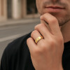 N Bague homme anneau tungstene facetttee