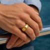 N Bague homme anneau tungstene facetttee