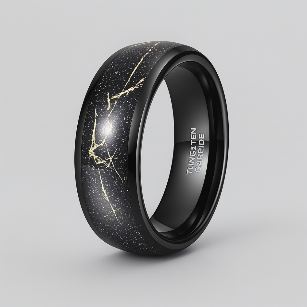 Bague Galaxie personnalisée alliance dome Tungstene