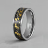 Bague alliance tungstène avec feuilles d’or 18K – Gravure personnalisée offerte