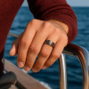 Bague personnalisee homme anneau tungstene ligne sable opale