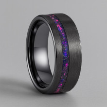 Personalized men's ring tungsten ring opal sand line