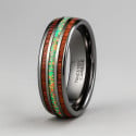 Customizable Tungsten Wood Opal Wedding Ring