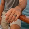 Customizable wedding ring dome ring Tungsten opal wood
