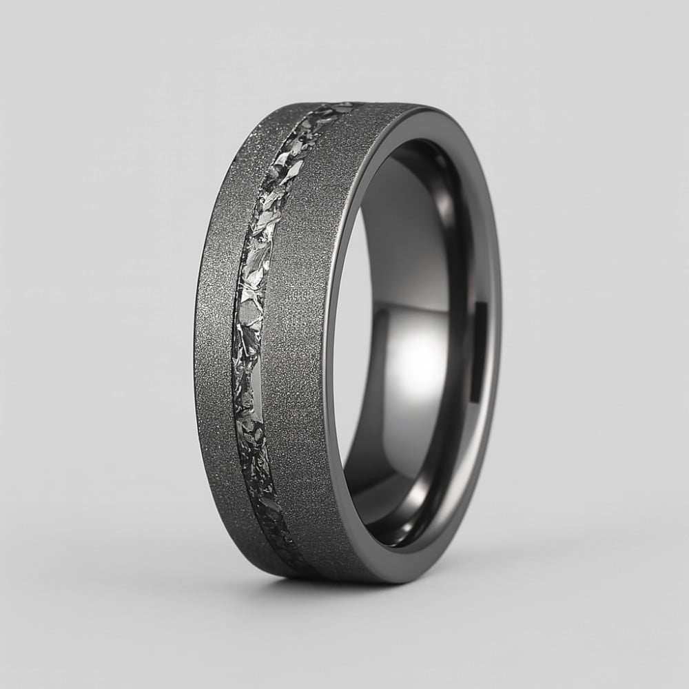 Bague personnalisable Tungstene aspect sablé