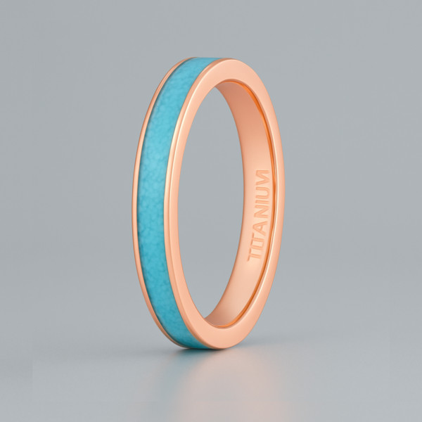 Bague mariage personnalisable titane turquoise
