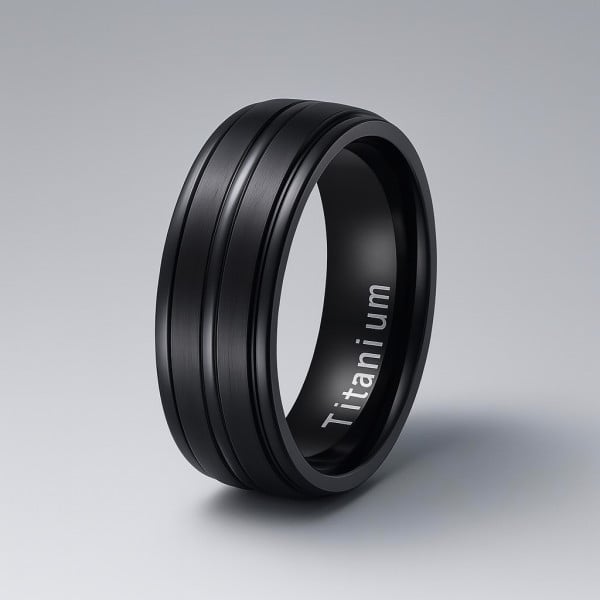Bague personnalisee homme titane brosse noir a graver