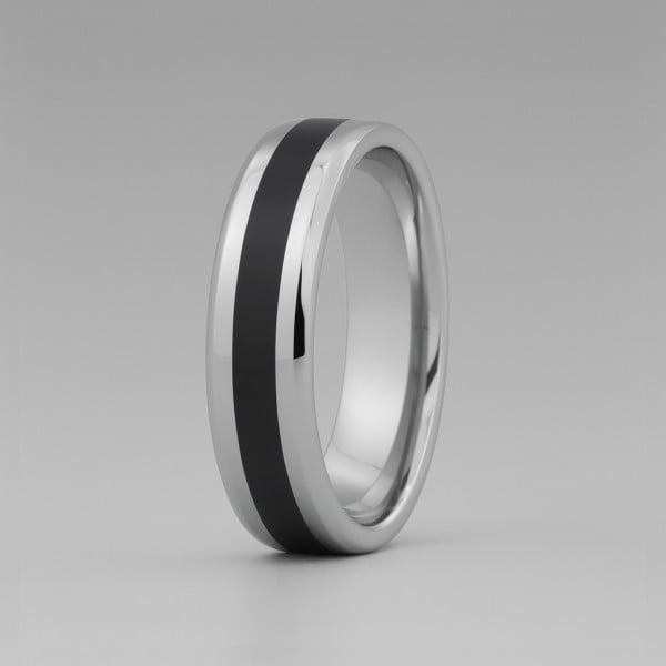 Anello personalizzato da uomo in resina nera di titanio da incidere