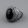 N Bague acier chevaliere homme pierre turquoise ovale celtique
