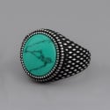 N Bague homme acier inoxydable chevaliere turquoise