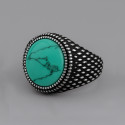 Bague homme acier inoxydable chevaliere turquoise