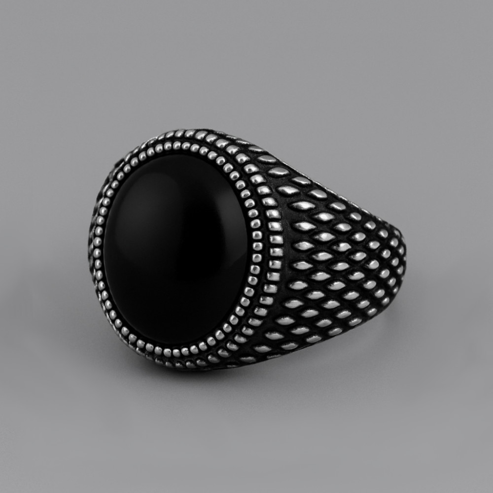 Bague homme acier inoxydable chevaliere turquoise