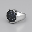 Bague homme acier chevaliere fibre de carbone noir
