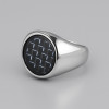 M Bague homme acier chevaliere fibre de carbone noir