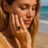 Bague homme acier chevaliere fibre de carbone noir
