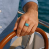Bague homme acier chevaliere celtique turquoise