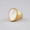 Bague acier chevaliere abalone nacre ovale homme femme