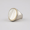 Bague acier chevaliere abalone nacre ovale homme femme