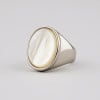 Bague acier chevaliere abalone nacre ovale homme femme
