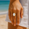 Knight's steel ring abalone oval mother-of-pearl for men and women