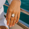 Bague acier chevaliere abalone nacre ovale homme femme