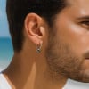 Boucles d'oreilles homme creoles tete de mort argent