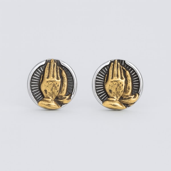 Boucles d'oreilles argent clous mains en prière
