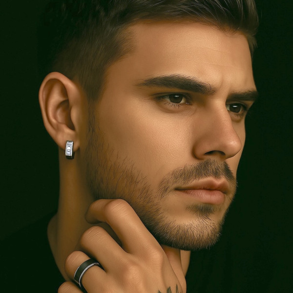 Boucles d'oreille argent homme femme creoles chiffres romains