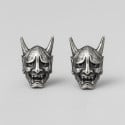 Hannya Demon Mask Stud Silver Earrings