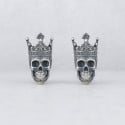 Silver Crowned Skull Stud Earrings for Men