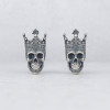 Boucles d'oreilles clous crane couronne argent homme