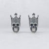 Boucles d'oreilles clous crane couronne argent homme