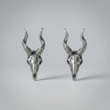 Silver Goat Skull Stud Earrings for Men