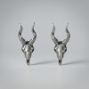 Silver Goat Skull Stud Earrings for Men