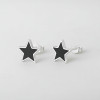 Boucles d'oreilles clous argent pentacle punk star resine noire homme femme - paire