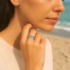Bague mariage personnalisable titane turquoise a graver