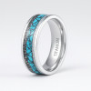 8mm Bague mariage personnalisable titane turquoise a graver