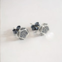 925 silver stud earrings with black four-leaf clover